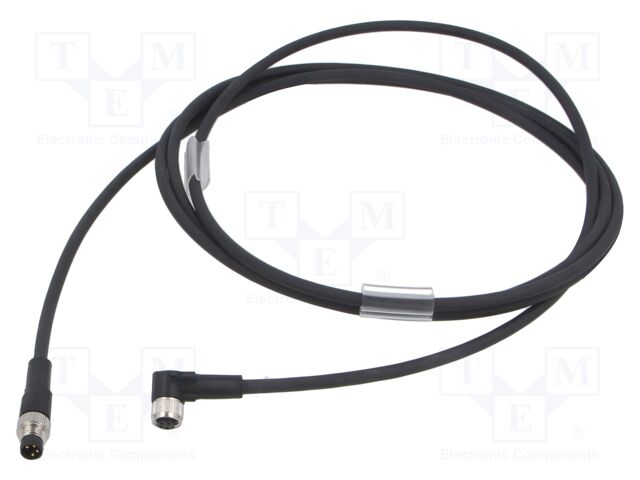 Connection lead; M8; PIN: 4; 2m; plug; 30VAC; 4A; -25÷80°C; IP65/IP67