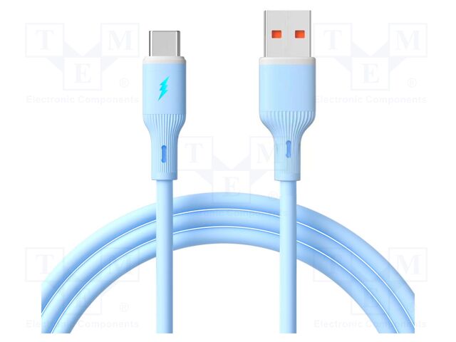Cable; USB 2.0; USB A plug,USB C plug; nickel plated; 1m; blue; Cu