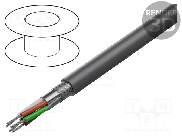 Wire; Alpha Essential C&C; 10x24AWG; PVC; dark grey; 300V; 30.5m