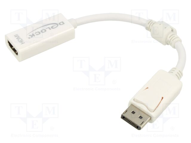Adapter; DisplayPort plug,HDMI socket; 0.12m; white; white
