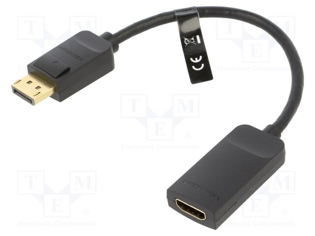 Adapter; DisplayPort plug,HDMI socket; 0.15m; black; black