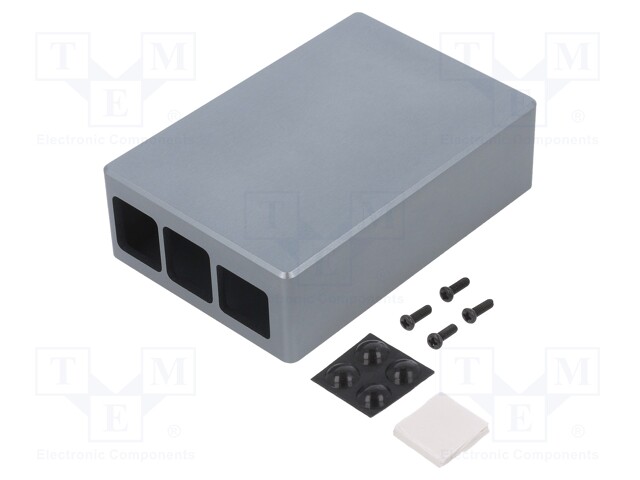 Enclosure: for computer; RPI-4B-4G,RPI-4B-8G; aluminium; natural