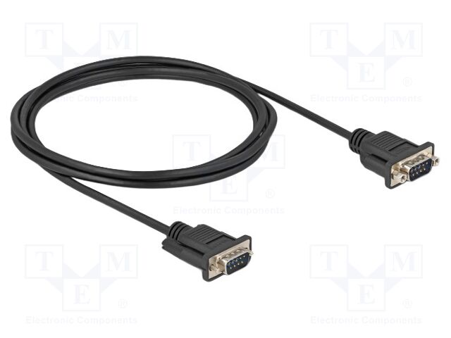 Cable; D-Sub 9pin plug,both sides; PVC; Len: 2m; black; Øcable: 5mm