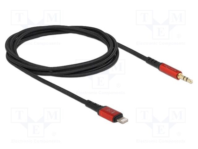 Cable; Apple Lightning plug,Jack 3.5mm 3pin plug; 1.5m; black