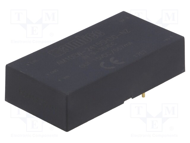 Converter: DC/DC; 10W; Uin: 9÷36V; 15VDC; Iout: 0.667A; 2"x1"; 24g