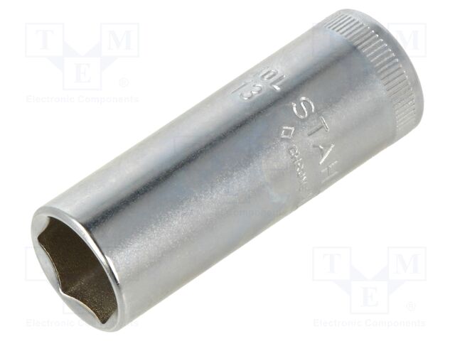 Socket; 6-angles,socket spanner; 13mm; 1/4"; steel; 40L; L: 50mm