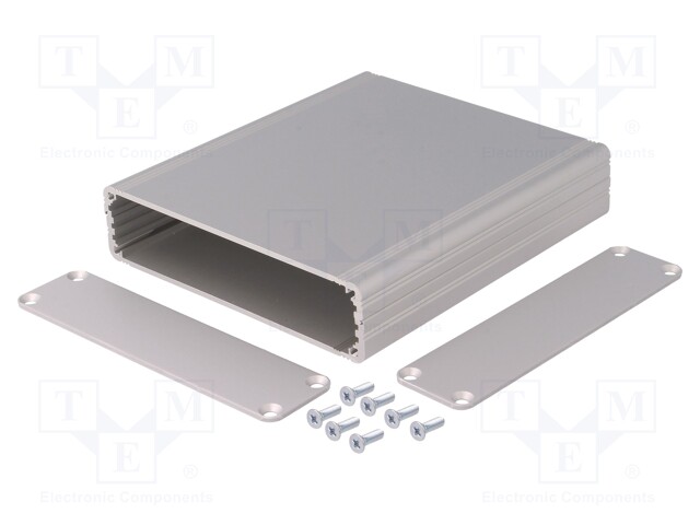 Enclosure: with panel; AKG; X: 105mm; Y: 120mm; Z: 26mm; aluminium