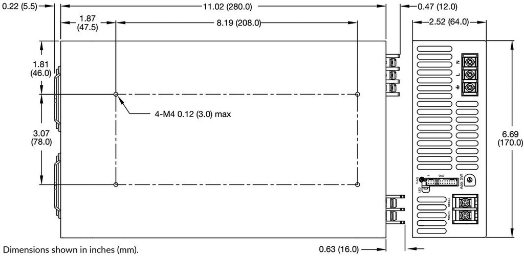 AC/DC Enclosed Power Supply (PSU), ITE, 1 Outputs, 3 kW, 150 V, 20 A