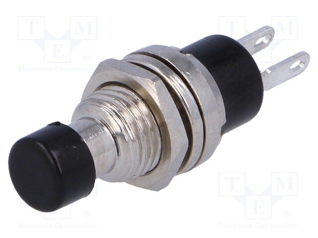 Switch: push-button; Pos: 2; SPST-NO; 1A/250VAC; black; Cutout: Ø7mm