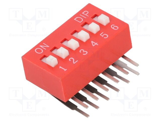 Switch: DIP-SWITCH; Poles number: 6; OFF-ON; 0.025A/24VDC; Pos: 2/6