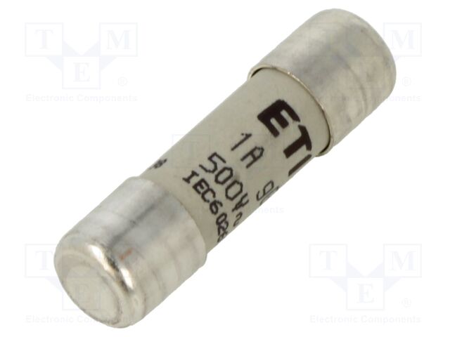Fuse: fuse; gG; 1A; 500VAC; cylindrical; 10.3x38mm