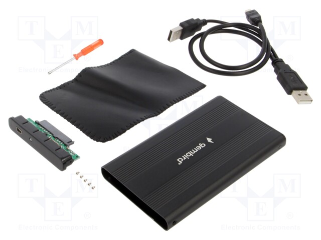 Hard discs housing: 2,5"; stores 1x HDD 2,5"; USB 2.0; black