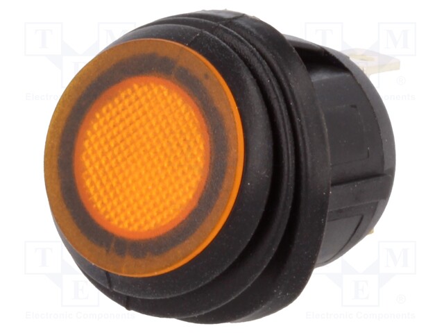 ROCKER; SPST; Pos: 2; OFF-ON; 20A/14VDC; yellow; IP65; LED 14VDC