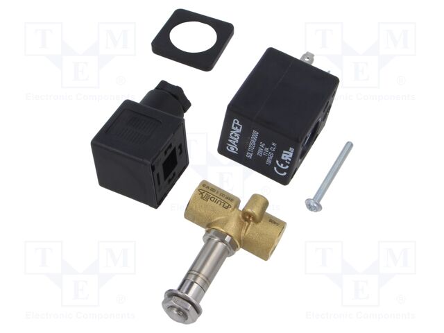 Electromagnetic valve; G 1/4"; brass; FKM; Valve: 2/2 NC; 230VAC