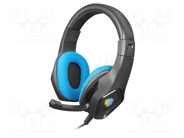 Headphones with microphone; PHANTOM; black,blue; 2m; 20Hz÷20kHz