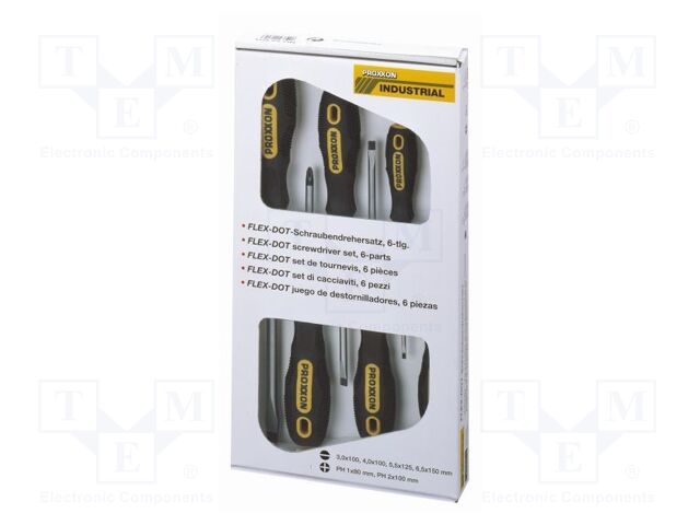 Kit: screwdrivers; Phillips,slot; cardboard packaging,box; 6pcs.