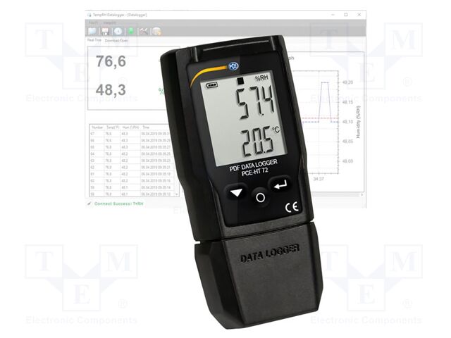 Data logger; temperature,humidity; Display: LCD 1,2"; ±1°C; ±5%