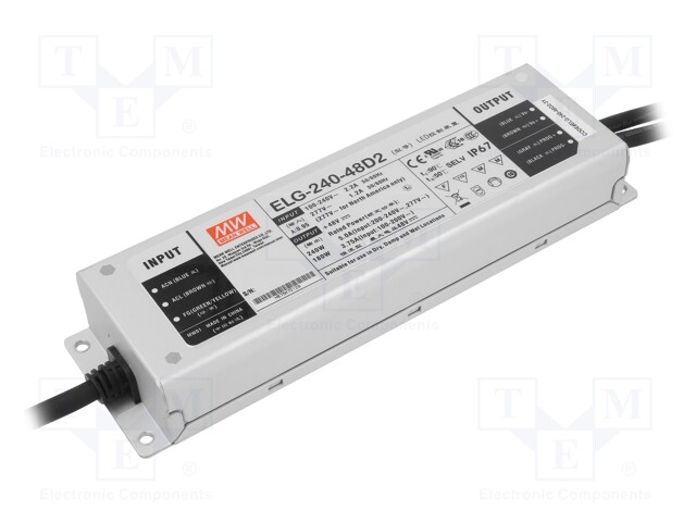 Power supply: switched-mode; LED; 240W; 48VDC; 5A; 100÷305VAC; IP67