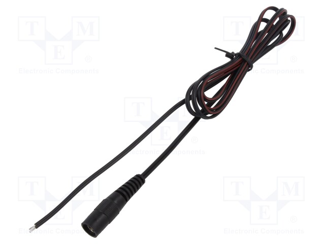 Cable; wires,DC 5,5/2,5 socket; straight; 0.35mm2; black; 1.5m