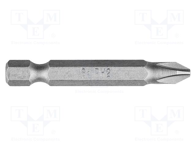 Screwdriver bit; Phillips; PH2; 1/4"; Overall len: 50mm; 10pcs.