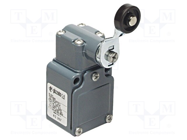Limit switch; lever R 43mm, plastic roller Ø20mm; NO + NC; 6A