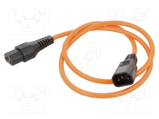 Cable; IEC C13 female,IEC C14 male; 1m; with IEC LOCK locking