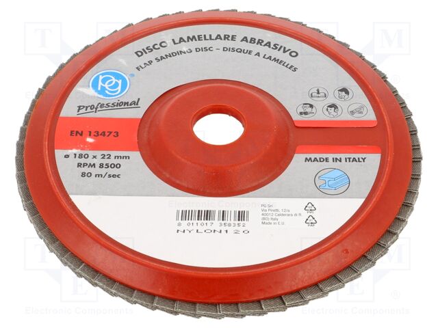 Flap grinding wheels; Ø: 180mm; Øhole: 22mm; Granularity: 120