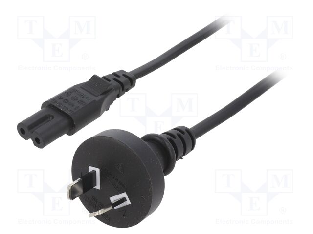 Cable; 2x0.75mm2; AS/NZS 3112 (I) plug,IEC C7 female; PVC; 5m