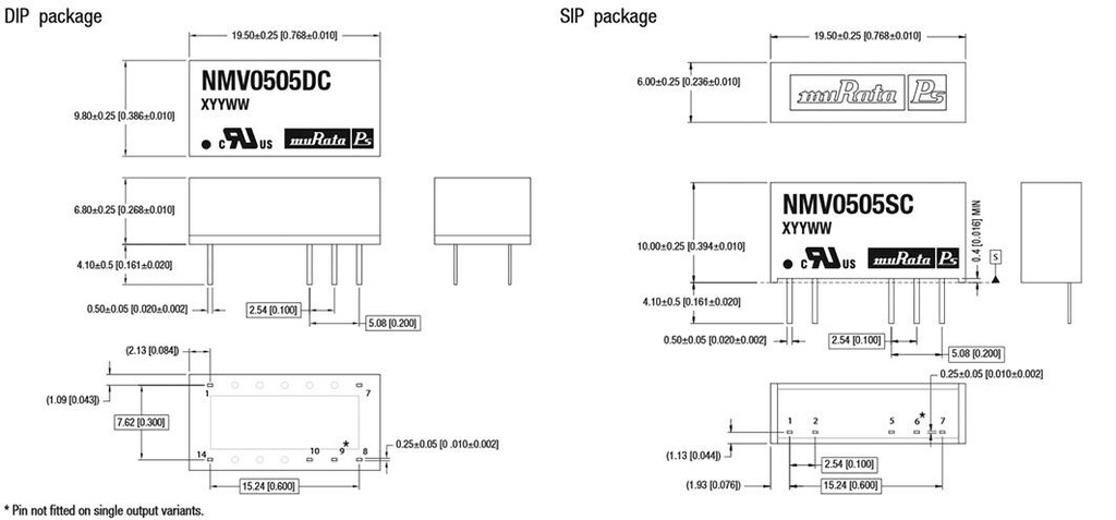 Converter: DC/DC; 1W; Uin: 4.5÷5.5V; Uout: 15VDC; Iout: 67mA; DIP