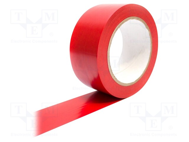 Tape: marking; red; L: 33m; W: 50mm; self-adhesive; Thk: 0.15mm