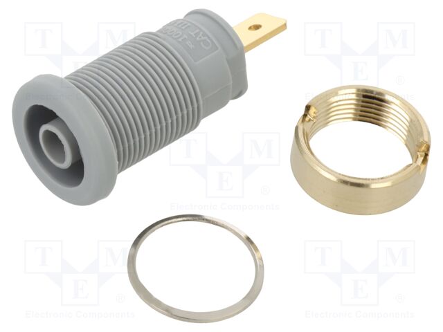Connector: 4mm banana; socket; 25A; 1kVDC; grey; gold-plated; screw