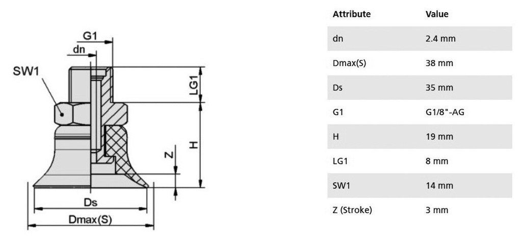 Component: suction cup; Man.series: PFYN; Mounting: G1/8-AG; 10.6g