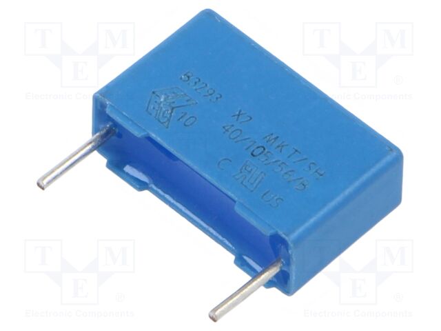 Safety Capacitor, 0.1 µF, X2, B32932 Series, 305 V, Metallized PET