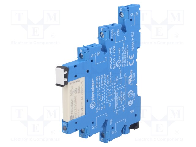 Relay: interface; SPDT; Ucoil: 12VDC; 6A; 6A/250VAC; 6A/30VDC; IP20