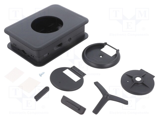 Enclosure: for computer; Raspberry Pi; black; X: 73mm; Y: 100mm