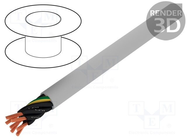 Wire; stranded; Cu; JZ-500-PUR; 7G0,75mm2; unshielded; grey; PUR