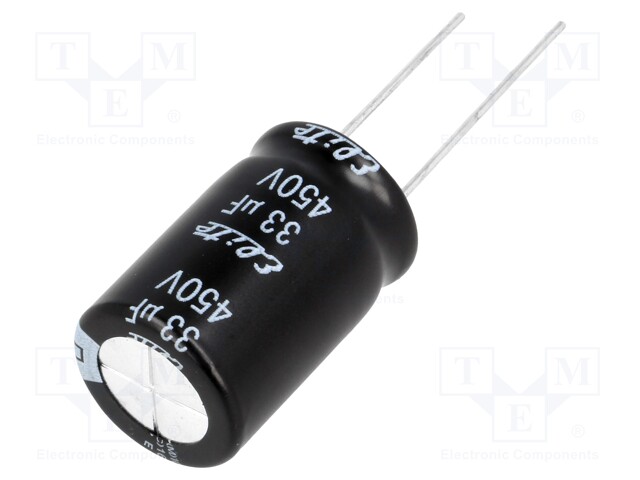 Capacitor: electrolytic; THT; 33uF; 450VDC; Ø16x31.5mm; ±20%; 2000h