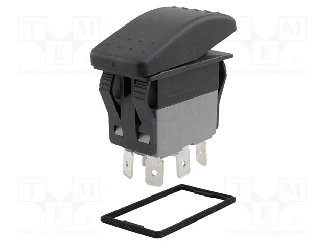 ROCKER; DP3T; Pos: 3; ON-OFF-ON; 20A/125VAC; black; black; none