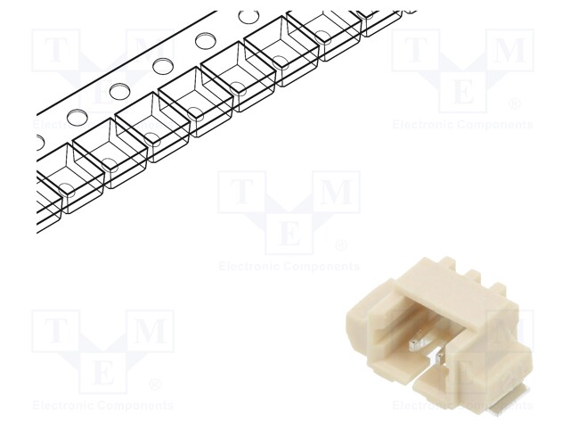Socket; wire-board; male; 1.25mm; PIN: 2; SMT; 125V; 1A; tinned