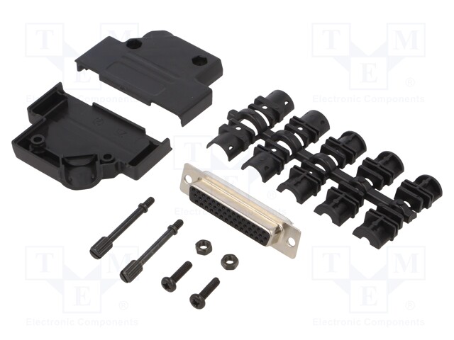 D-Sub; PIN: 44; plug; female; soldering; for cable; black