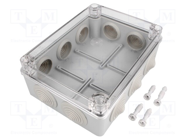 Enclosure: junction box; X: 140mm; Y: 190mm; Z: 70mm; IP65; grey
