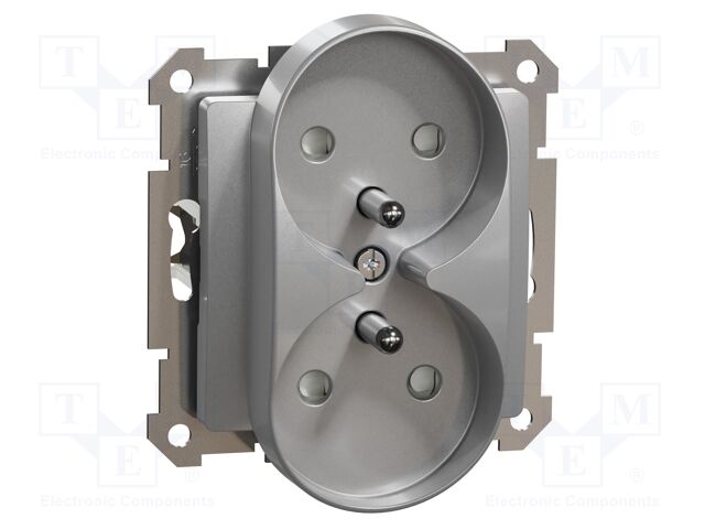 Dual E-type socket; 250VAC; IP20; aluminium; Sedna Design