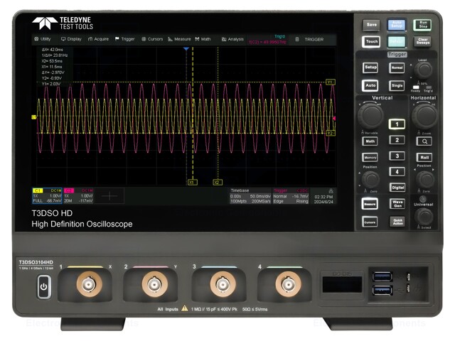 Oscilloscope: digital; Ch: 4; 200MHz; 4Gsps interleaved; 1.7ns