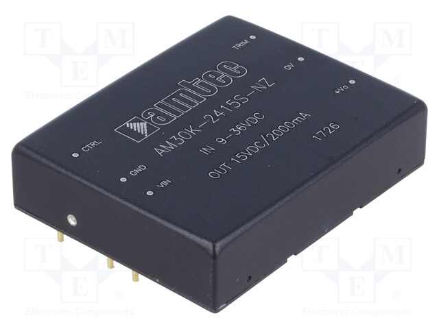 Converter: DC/DC; 30W; Uin: 18÷36V; 15VDC; Iout: 2A; 2"x1,6"; 45g