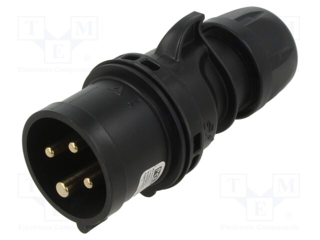 Connector: AC supply 3-phase; plug; male; PIN: 4; 3P+PE; straight