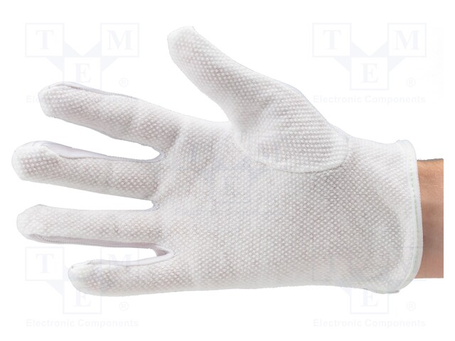 Protective gloves; ESD; S; Features: dissipative; white; <10GΩ