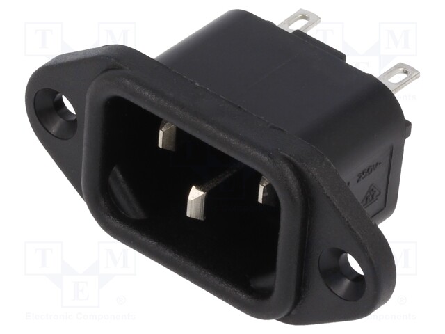 Connector: AC supply; socket; male; 10A; 250VAC; C14 (E); -40÷70°C