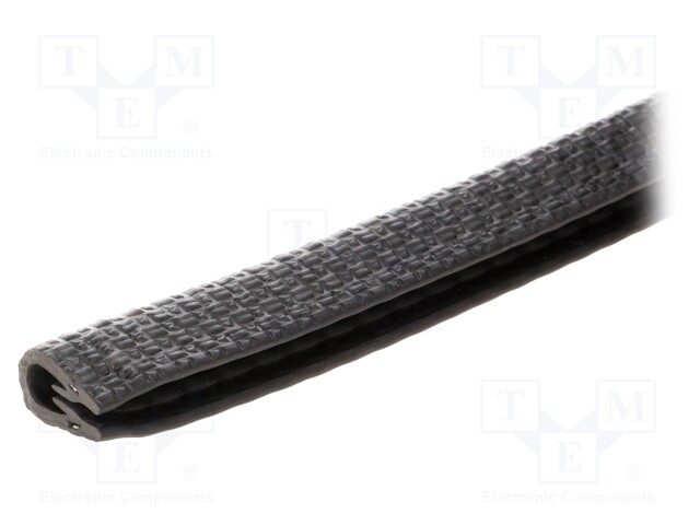 Hole and edge shield; PVC; L: 10m; black; H: 11.5mm; W: 9mm