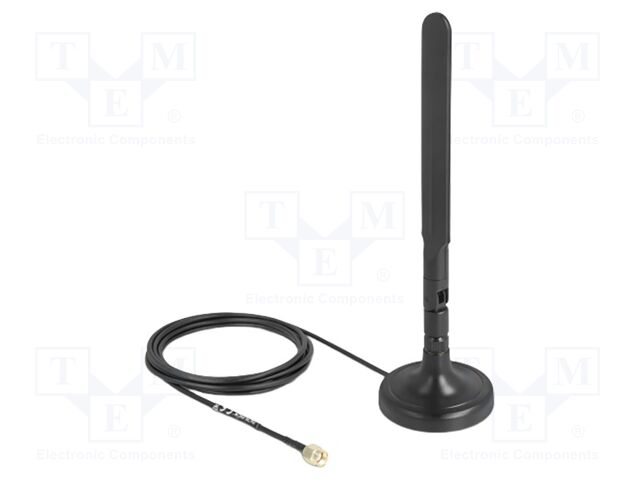 Antenna; inner,WiFi; black; RP-SMA; magnetic; male; 50Ω; 3m; 3dBi