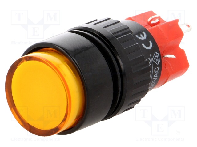 Switch: push-button; Pos: 2; SPDT; 3A/220VAC; 2A/24VDC; orange; IP40